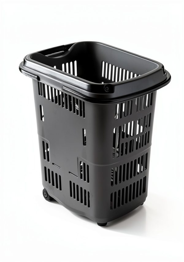 50 Liter Plastic Shopping Basket with Wheels, 4 Pack Large Rolling Baskets for Groceries, Gray-3