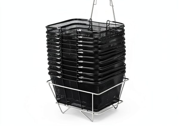 Mophorn 12PCS Shopping Baskets with Handles, Black Metal Shopping Basket, Portable Wire Shopping Basket, Black Wire Mesh shopping Basket Set for Stores Shopping-5