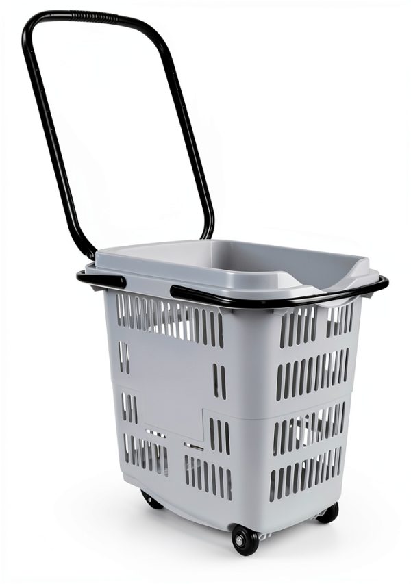Shopping Cart Callyne 4-PCS 50L Gray Plastic Set with Long Pull Handle-1