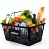 VEVOR Shopping Basket, Set of 12 Black, Durable PE Material with Handle and Stand, Basket Dimension 16.9"L x 11.8"W x 8.07"H and Used for Supermarket, Retail, Grocery- Holds 21 L of Merchandise-1