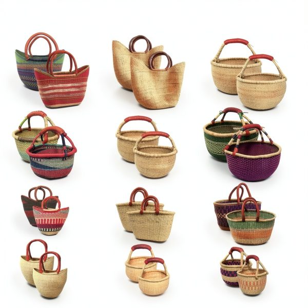 African Shopping Basket Africa Heartwood Project Leather Handle-7