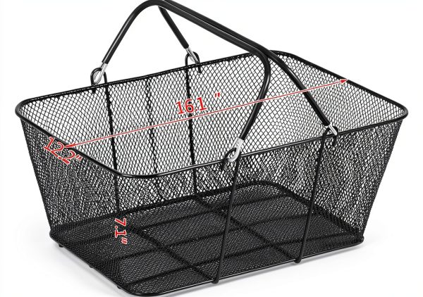 Mophorn 12PCS Shopping Baskets with Handles, Black Metal Shopping Basket, Portable Wire Shopping Basket, Black Wire Mesh shopping Basket Set for Stores Shopping-7