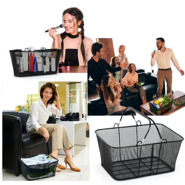 Shopping Baskets Remerry 20pcs 22L Black Metal Wire Cart-6