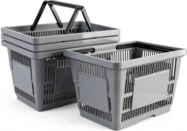 Zerdyne 4 piece 28L Gray Plastic Shopping Basket Durable 18.7 L-0
