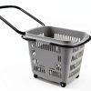 50 Liter Plastic Shopping Basket with Wheels, 4 Pack Large Rolling Baskets for Groceries, Gray-1