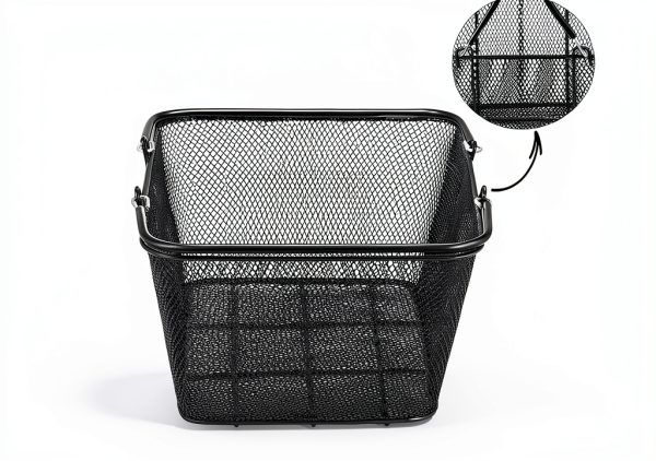Mophorn 12PCS Shopping Baskets with Handles, Black Metal Shopping Basket, Portable Wire Shopping Basket, Black Wire Mesh shopping Basket Set for Stores Shopping-1