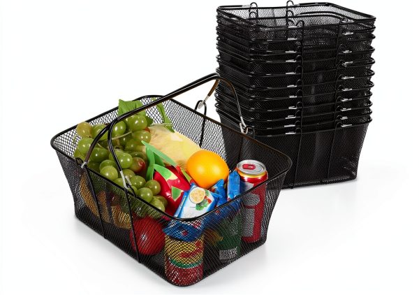 Shopping Baskets Remerry 20pcs 22L Black Metal Wire Cart-0