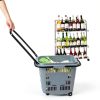 50 Liter Plastic Shopping Basket with Wheels, 4 Pack Large Rolling Baskets for Groceries, Gray-4