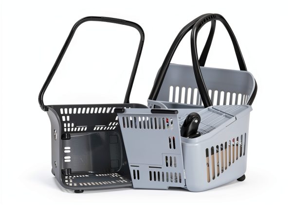 Shopping Cart Callyne 4-PCS 50L Gray Plastic Set with Long Pull Handle-2