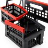 Idomy Pack of 2 Collapsible Storage Crates with Handles, Plastic Grocery Shopping Baskets-3