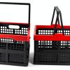 Idomy Pack of 2 Collapsible Storage Crates with Handles, Plastic Grocery Shopping Baskets-6