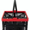 Idomy Pack of 2 Collapsible Storage Crates with Handles, Plastic Grocery Shopping Baskets-2