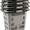 50 Liter Plastic Shopping Basket with Wheels, 4 Pack Large Rolling Baskets for Groceries, Gray-6