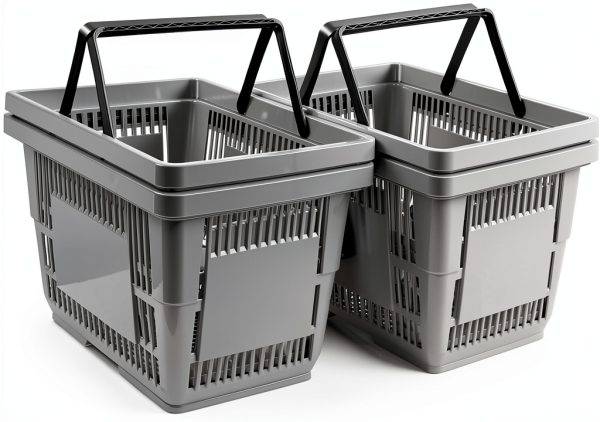 Zerdyne 4 piece 28L Gray Plastic Shopping Basket Durable 18.7 L-6