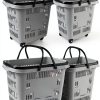 50 Liter Plastic Shopping Basket with Wheels, 4 Pack Large Rolling Baskets for Groceries, Gray-0