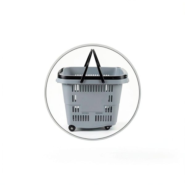 Shopping Cart Callyne 4-PCS 50L Gray Plastic Set with Long Pull Handle-3