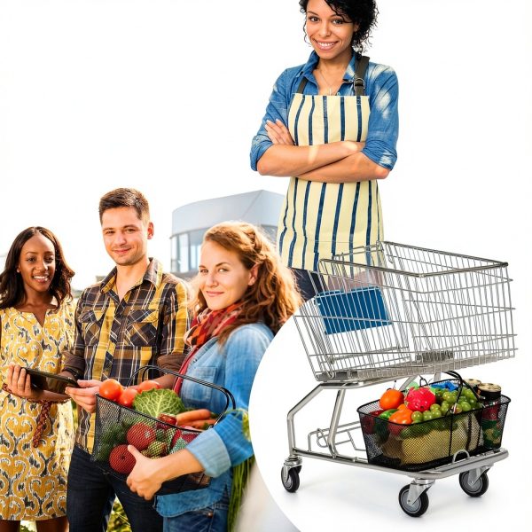 Shopping Baskets Remerry 20pcs 22L Black Metal Wire Cart-4