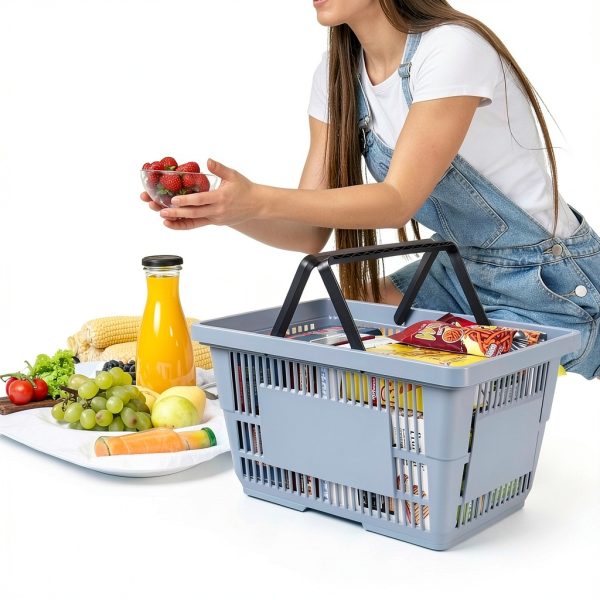 Zerdyne 4 piece 28L Gray Plastic Shopping Basket Durable 18.7 L-5