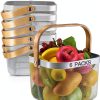 Roshtia 6 Pcs Metal Mesh Steel Basket with Handle, Square Wire Harvest Thanksgiving, Shopping Baskets for Retail Store Christmas Garden Bathroom Kitchen(8.46 x 8.46 x 6.5 Inch,White)-0