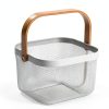 Roshtia 6 Pcs Metal Mesh Steel Basket with Handle, Square Wire Harvest Thanksgiving, Shopping Baskets for Retail Store Christmas Garden Bathroom Kitchen(8.46 x 8.46 x 6.5 Inch,White)-2