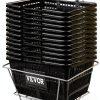 VEVOR Shopping Basket, Set of 12 Black, Durable PE Material with Handle and Stand, Basket Dimension 16.9"L x 11.8"W x 8.07"H and Used for Supermarket, Retail, Grocery- Holds 21 L of Merchandise-0